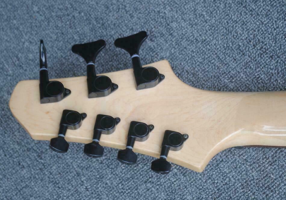 Fanned fret 7string (3 bass strings+4 guitar strings) electric guitar ...