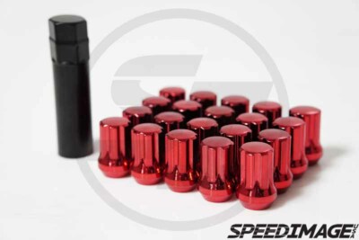 Z RACING STEEL SPLINE 35MM RED 14X1.5MM LUG NUTS CLOSE ENDED 20 PCS SET KEY