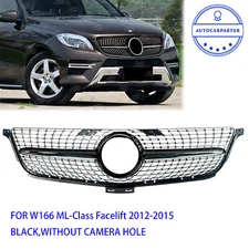 Diamond Front Grille For Mercedes Benz W166 ML-Class Facelift 2012-2015 Black