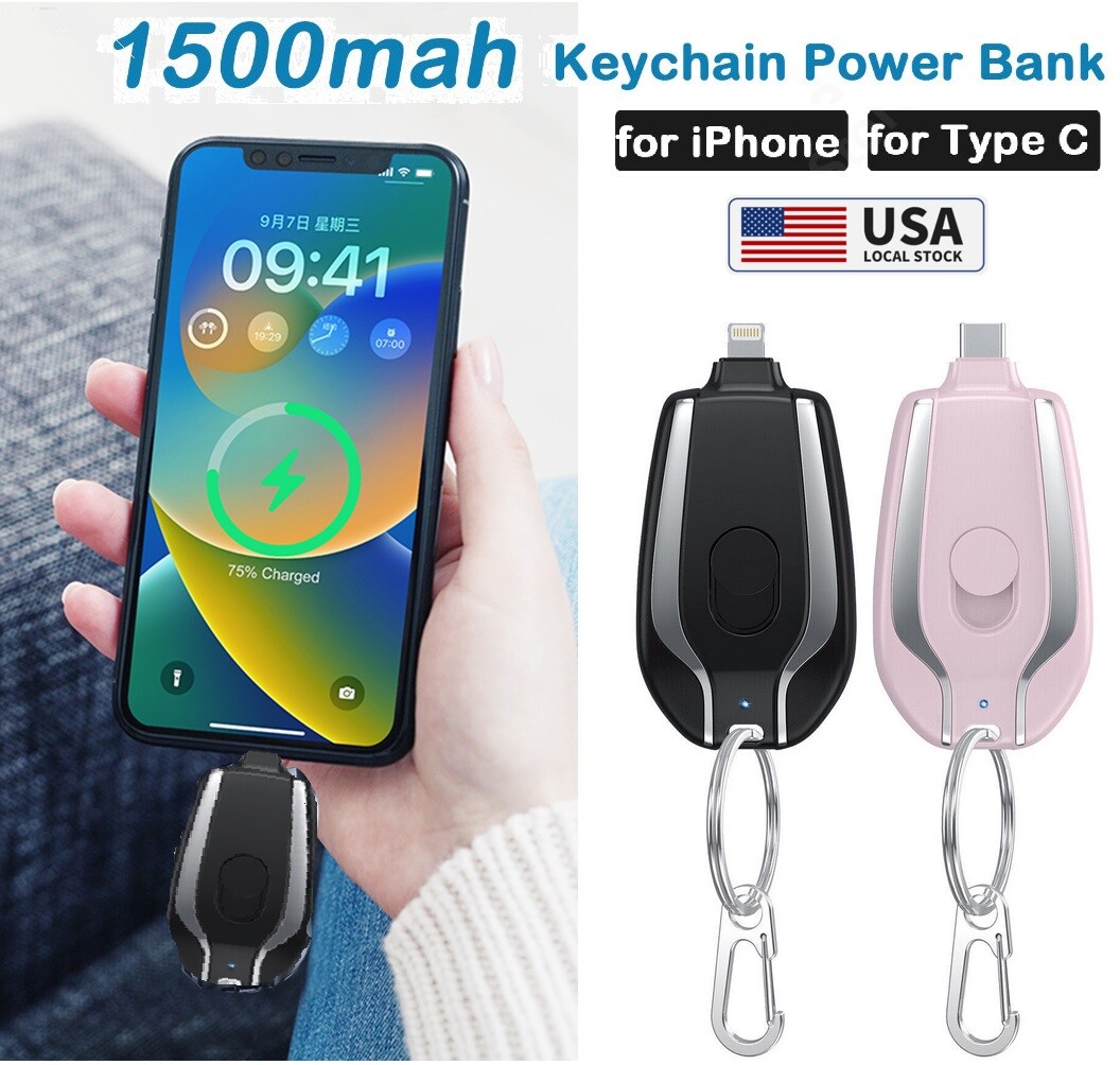 Portable Mini Keychain Power Bank 1500mAh Battery for iPhone Android Phone USA eBay