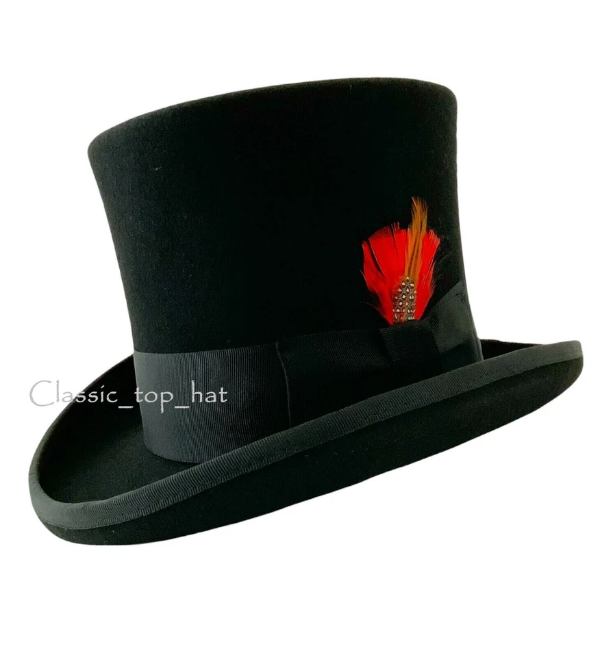 Sombrero de copa negro fieltro de lana disfraz victoriano Slash Sombrerero loco Steampunk Rock sombrero de copa Foto 3 de 4