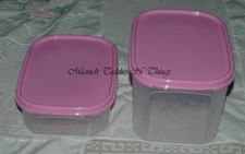 TUPPERWARE MODULAR MATES MINI RECTANGLE SET - ONE OF EACH SIZES #1 & #2  PINK