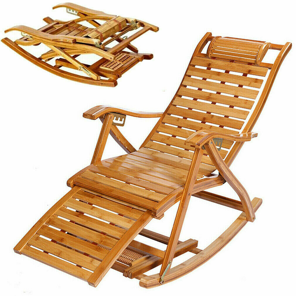 Hight Adjustable Rocking Chair Indoor Outdoor Recliner Lounger Chair