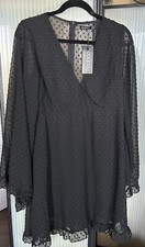 NEW Boohoo Black Party Dress Wedding Clubbing Size US 14 Risqué Sexy Fun Lacy