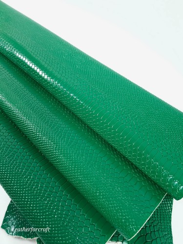 Ultramarine Green Anaconda Patent Embossed Amazing Relief Snake 0Z 1988 Leather - Picture 3 of 3