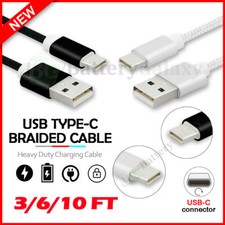 Braided USB C Type-C Fast Charging Data SYNC Charger Cable Cord 3/6/10FT