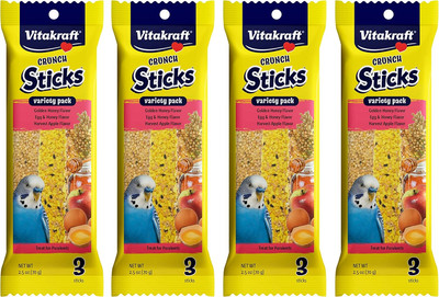 Vitakraft Crunch Sticks Parakeet Treat Honey Egg & Apple Variety Pack 12 stick 