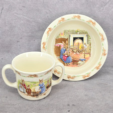 Vintage Royal Doulton Bunnykins Baby Bowl  Two-Handled Mug Set 1988 England