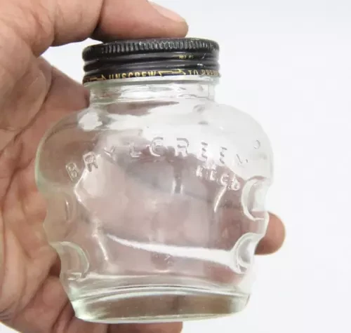 Original 50's "Brylcreem" Hair Dressing Cream Glass Bottle Regd. Dsgn 71765 Mark - Picture 1 of 22