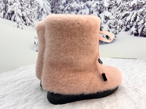 Stivali rosa vera pelle di pecora per ragazze bambini mukluks stivali in pelliccia di pecora - Foto 9 di 11