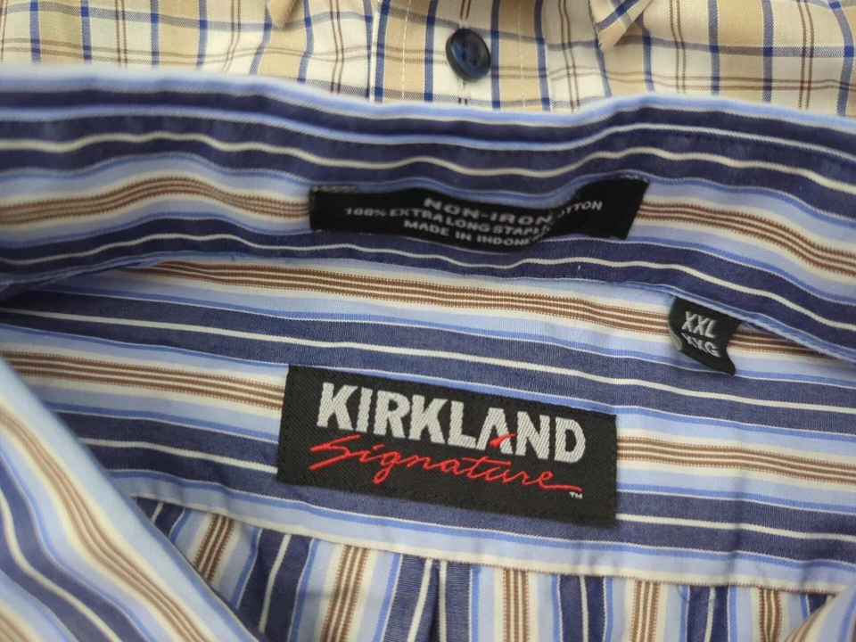 Lote de 2 camisas Kirkland Signature abotonadas para hombre XXL sin planchar preppy informales Foto 2 de 4