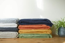 100% Cotton Waffle Style Woven Sofa /Bed Throw in 6 Sizes + Giant Jumbo Size New