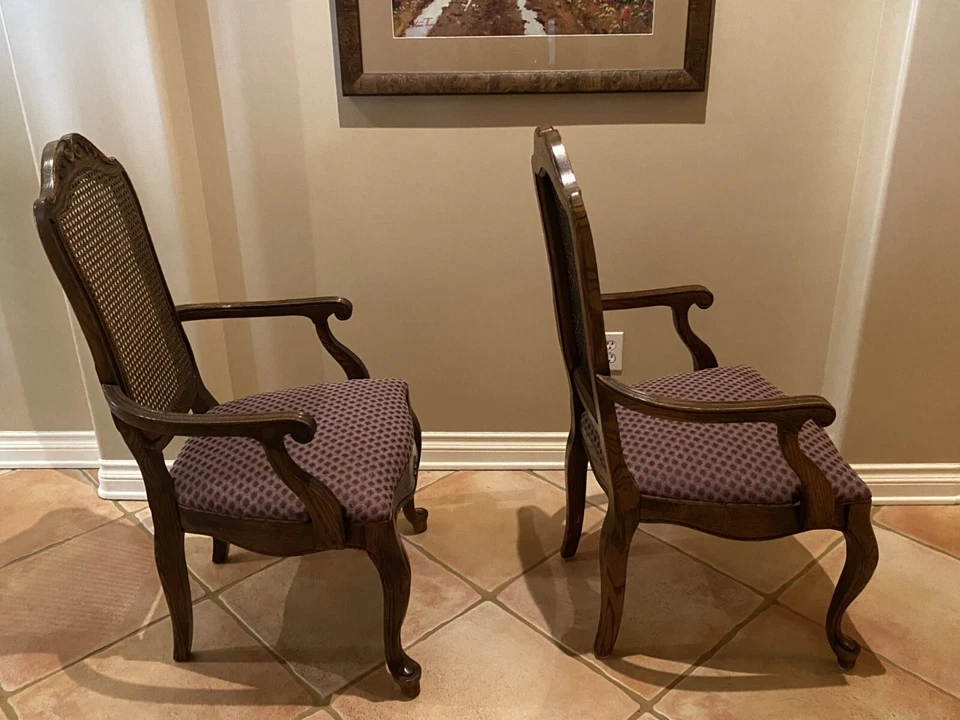 Pair of  Vintage Century Furniture CO. Cane Dining Arm Chairs- French Country - Image 4 of 4