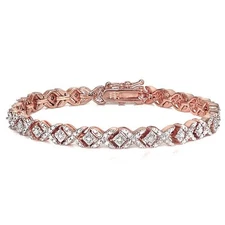 18K Rose Gold Finish Alure Miracle Set X Tennis Bracelet Lab Diamond on Brass