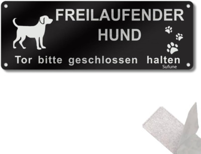 Vintage Aluminium Sign: ''Beware of Dog - Keep Gate Closed'' 25x9cm Black