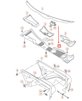 NEW AUDI A4 B8 PLENUM CHAMBER COVER RHD 8K2819447B01C ORIGINAL