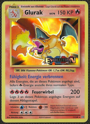 Pokemon GLURAK 11/108 Evolutions Prerelease Promo Charizard German DE NM/Ex