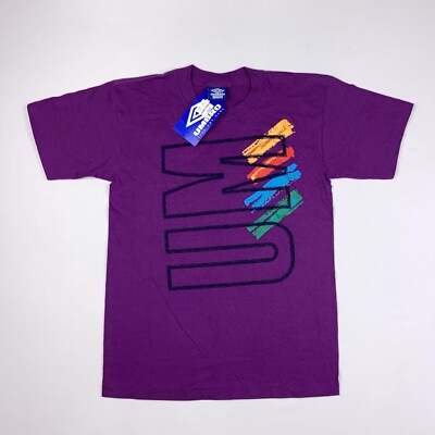VTG 90s Umbro T-Shirt Spell Out Purple Single Stitch Youth XL Made USA NWT NOS