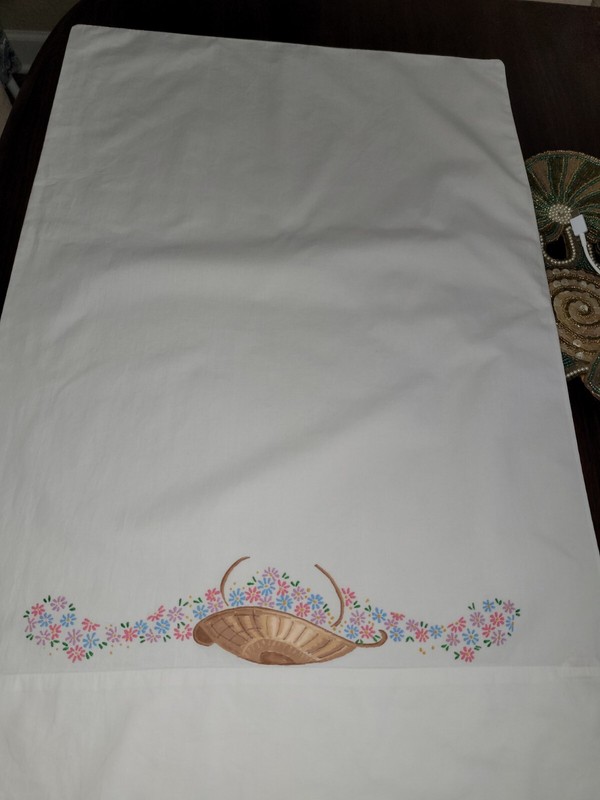 Vintage Grants Home Fashion White Stamped Standard Pillowcase