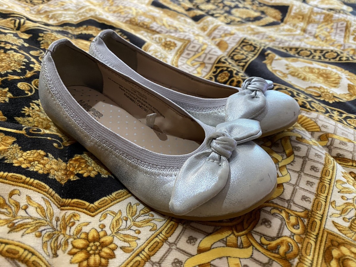HARPER CANYON TODDLER GIRL'S Silver Ballet Flats W/ Bow Size 11m