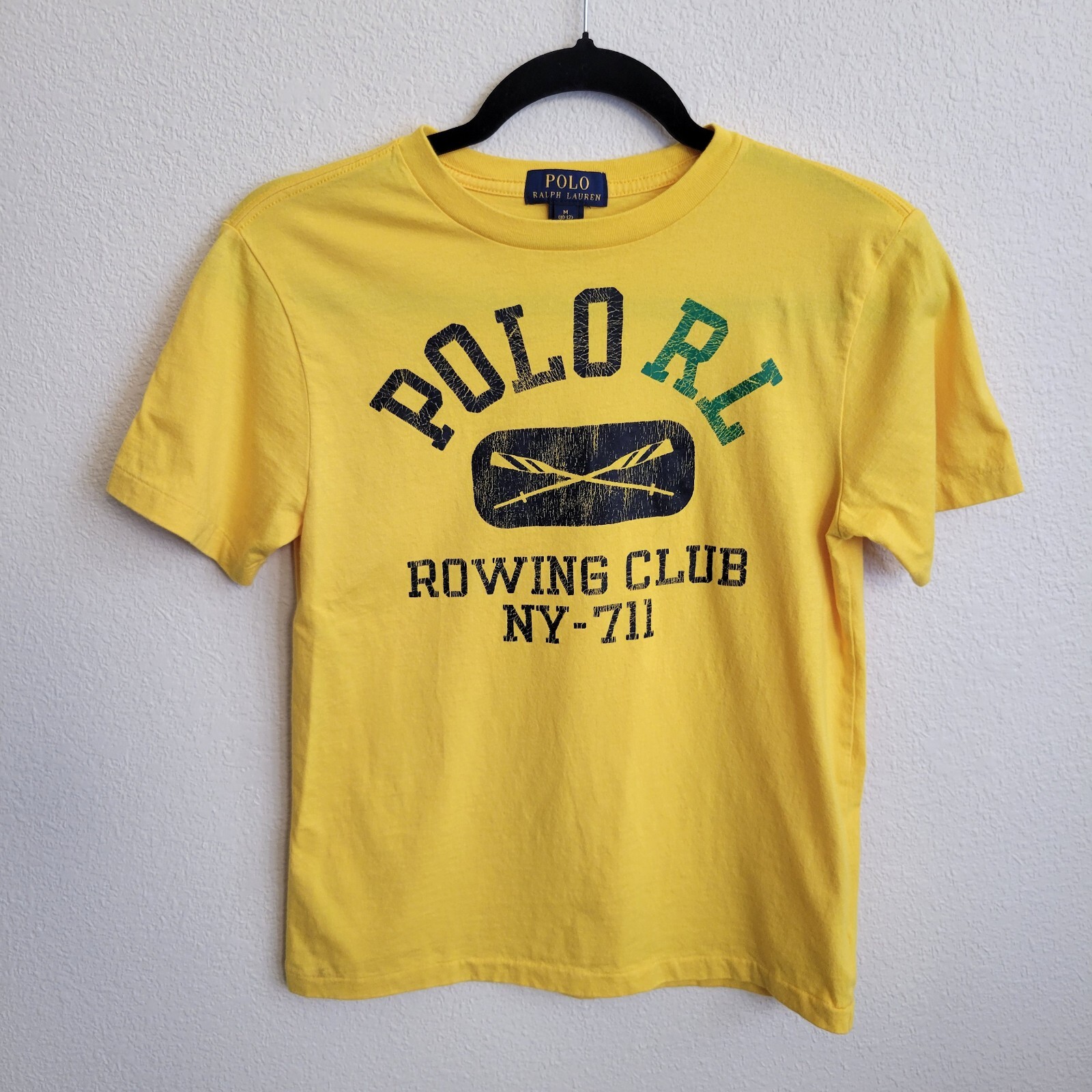 FILA POLO Ralph Lauren Ragazzi Giallo Manica Corta Rowing Club T Shirt Ragazzo Med 10 12