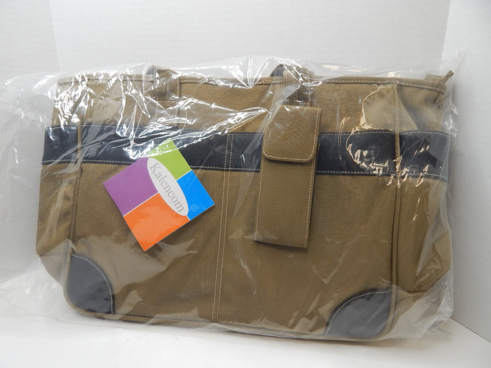 Kalencom Tan and Brown Diaper Bag with Insulated Bottle Pouch and Change Mat 16x6x12 Inches-image