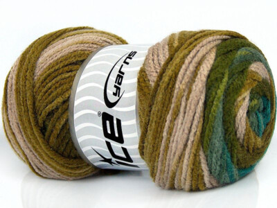 4-Skein Lot Ambiance Yarn Medium Acrylic 4x100g/200m Green Shades Beige