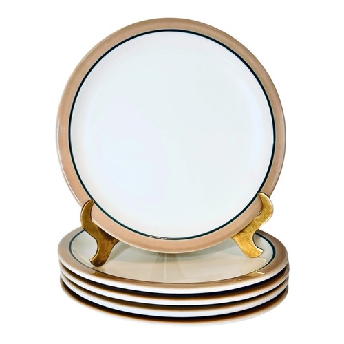 5 VTG Syracuse China SUDAN Morwel Shape Tan Green Restaurant Dinner Plate Set - Bild 2 von 11
