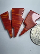 Beautiful Red Rosarita With Yellow Stripes Lighting Bolts Cabochon