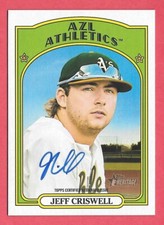 2021 Jeff Criswell Topps Heritage Minor League Rookie Auto - Oakland Athletics