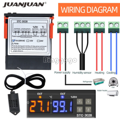 Digital Temperature Humidity Controller STC-3028 AC110-220V 10A Thermostat