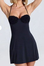 Oh Polly Jaeda  Halterneck Ruffle-Appliqué A-Line Mini Dress Black U.S. 8 NWT