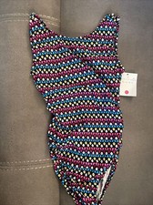 NWT Foxy  s GYMNASTICS dance LEOTARD Child Large 12 Multicolor COLORFUL FOXY foxy