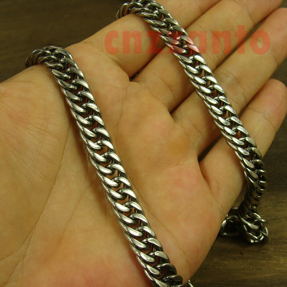 26.3" Titanio Puro Doble Anillo Bordillo Cadena Hombres Collar Antialérgico Ti192 Foto 4 de 4