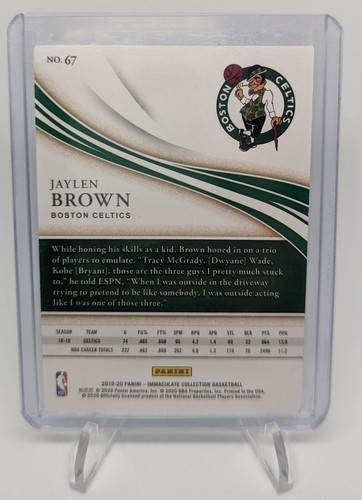 2019-20 Panini Immaculate Jaylen Brown #67 Base - Blue #/25 Boston Celtics - Picture 3 of 3