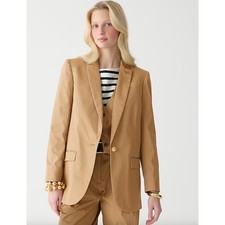 J.Crew Petite Alfie Blazer Jacket Chino Cotton Camel Tan Classic Preppy US 2 NWT