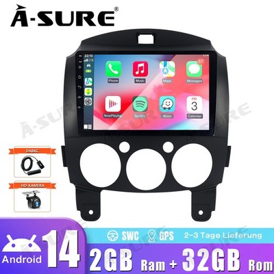 Android 15 Autoradio Für Mazda 2 2007-2013 GPS DAB+ CarPlay 2G+64G WIFI RDS WIFI