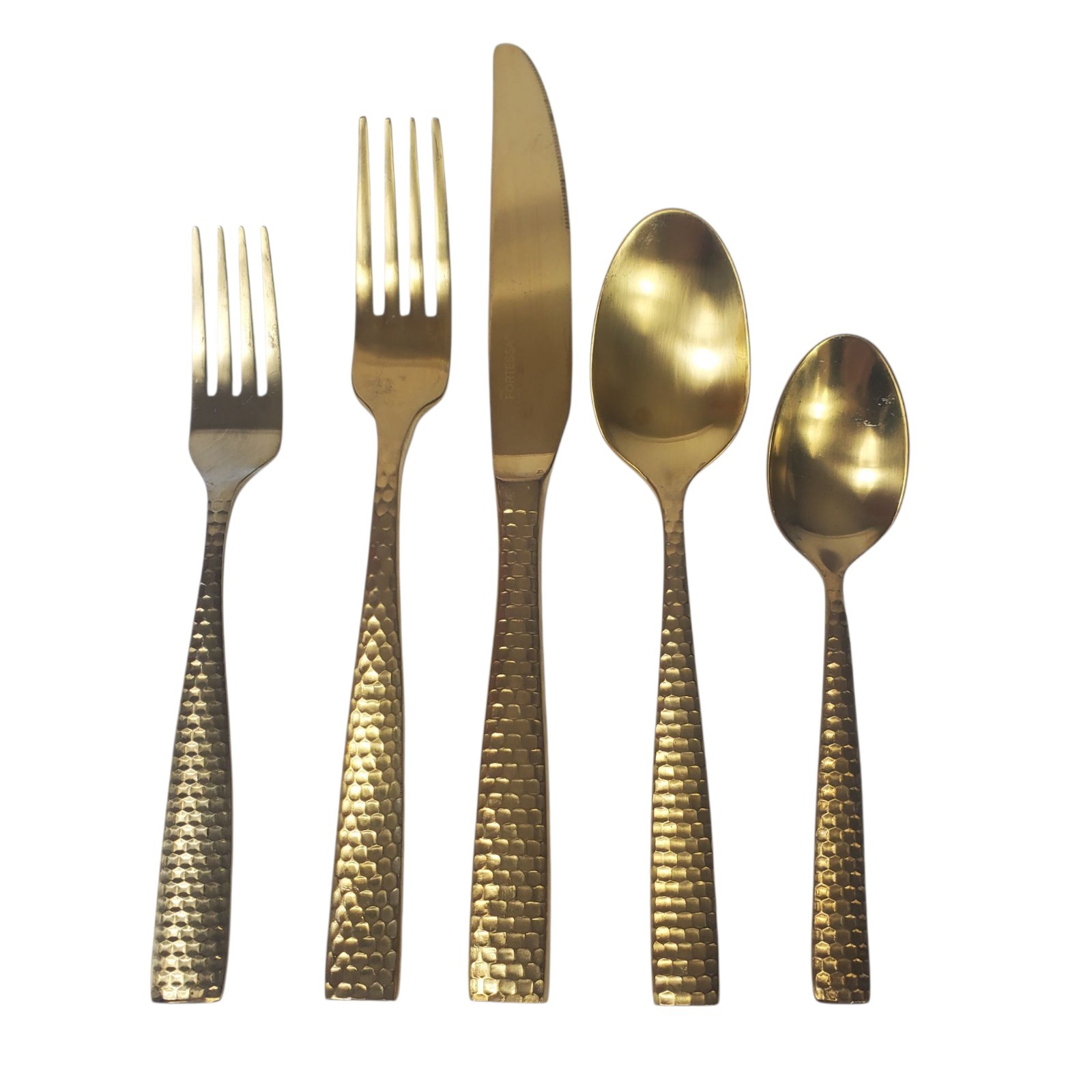Fortessa Lucca 10-Piece Faceted Gold Flatware Set Scuffs