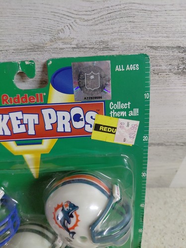 1997 NFL Riddell Pocket Pro Mini Helmets (AFC East) Bill's Patriots Dolphins - Foto 3 di 6