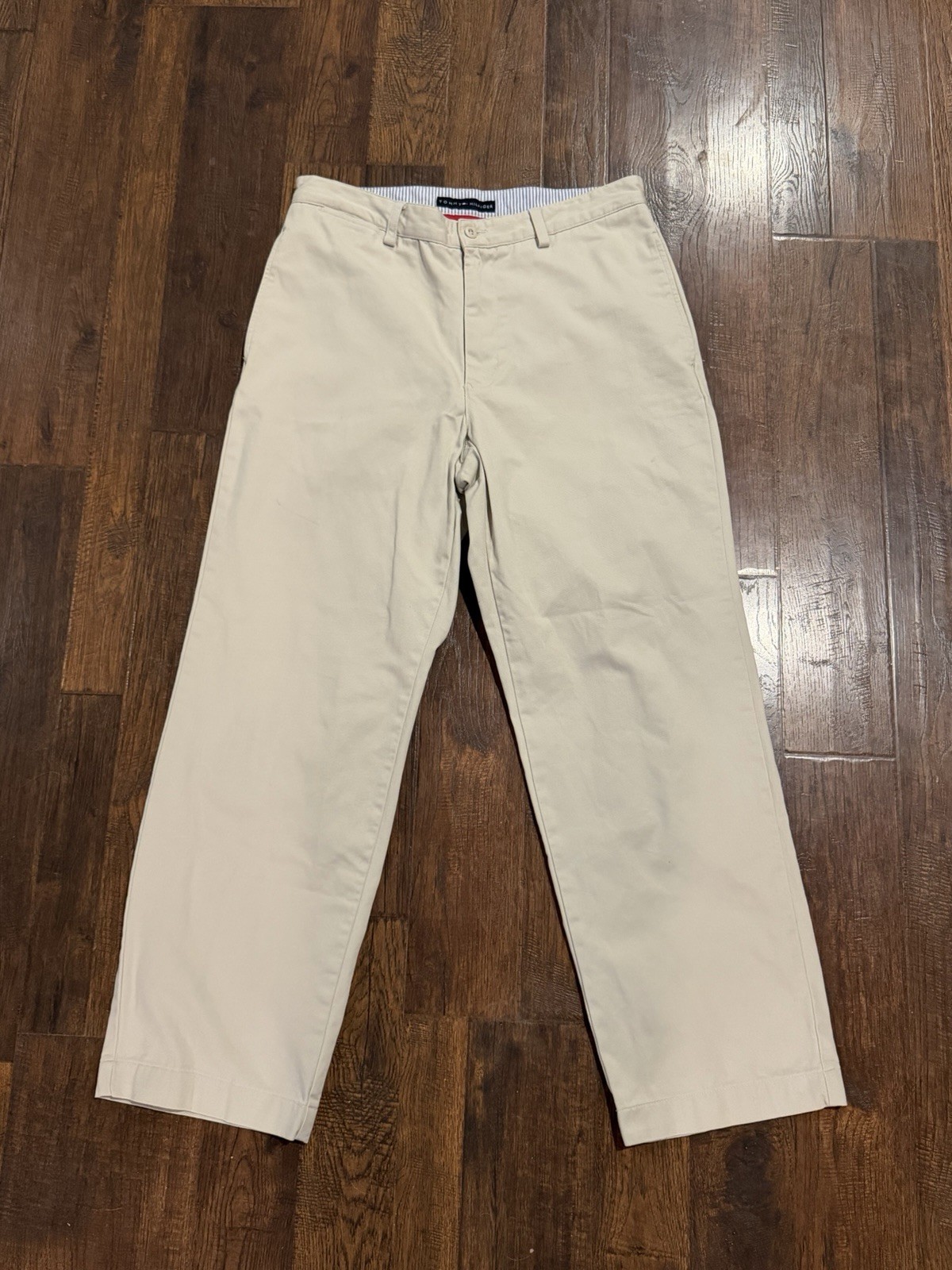 VTG Tommy Hilfiger Mens Straight Wide Leg Chino Pants Size 32x29 Flat Front
