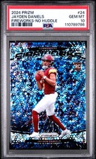 2024 PANINI PRIZM FIREWORKS NO HUDDLE #24 JAYDEN DANIELS PSA 10