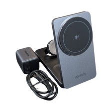 Mm7O UGREEN MagFlow Qi2 15W 3-in-1 Magnetic Foldable Wireless Charger W707 Gray
