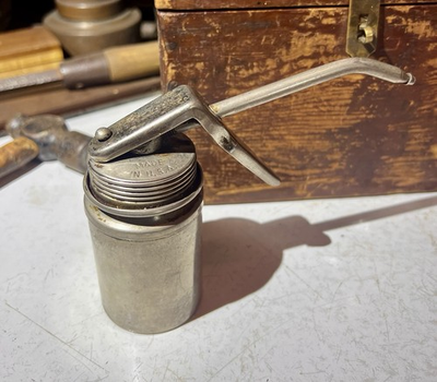 #ad Vintage Craftsman USA Oil Can Pump Oiler Curved Spout 4.5” $17.50