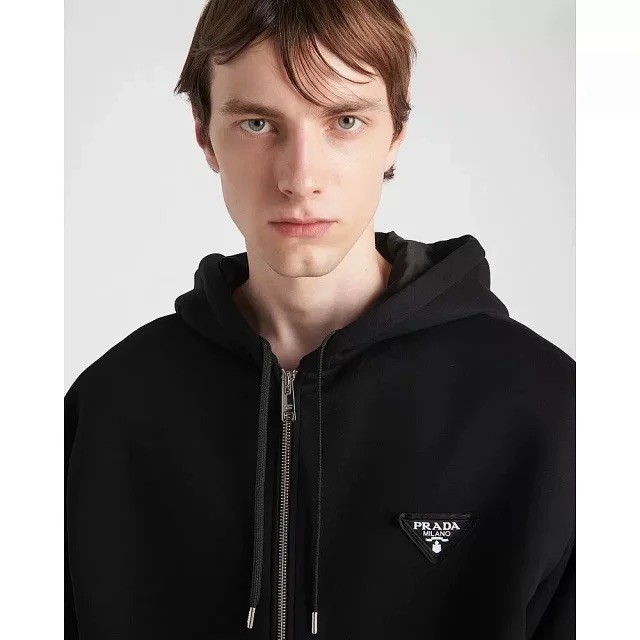 Authentic Prada Cotton-blend fleece jacket with Silk lining