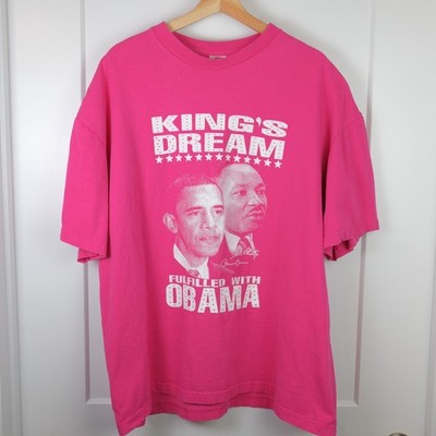 Vintage Barrack Obama Martin Luther King Jr Pink T-Shirt 2XL *GREAT COND!