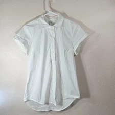 J. Crew White Women Size S Classic Pullover Blouse 3/4 Button Down