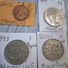 4 Pc Assorted MAURITIUS Coin Lot - Authentic 5Ct / 10Ct / Rupee 1993-2012 Circ — photo 1
