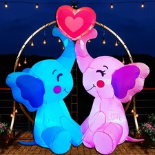 Inlflatable Valentines Decorations,Blow Up Couple's Elephant with LED Lights ...