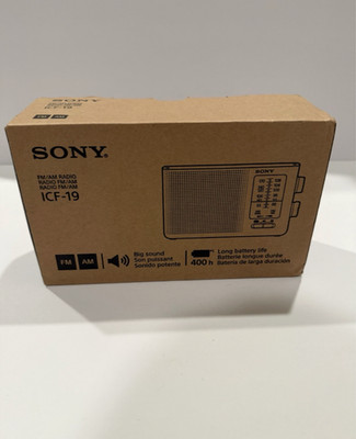 Sony ICF-19 Portable Bluetooth FM/AM Analog Radio, Dual Band, Black New In Box