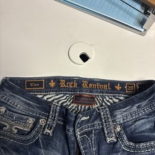 Rock Revival Betty Skinny Jeans Women Size 29 Blue Stretch Distressed Embellish